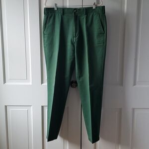 LANDS' END GREEN COTTON CHINO PANTS SIZE 36, WAIST 37, INSEAM 32 HOLIDAY (FLAWS)